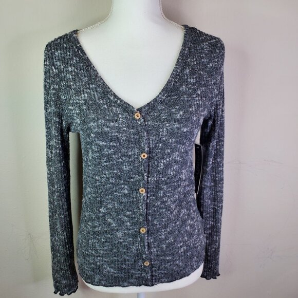 Almost Famous Juniors Grey Vneck Cardigan L - Picture 4 of 8